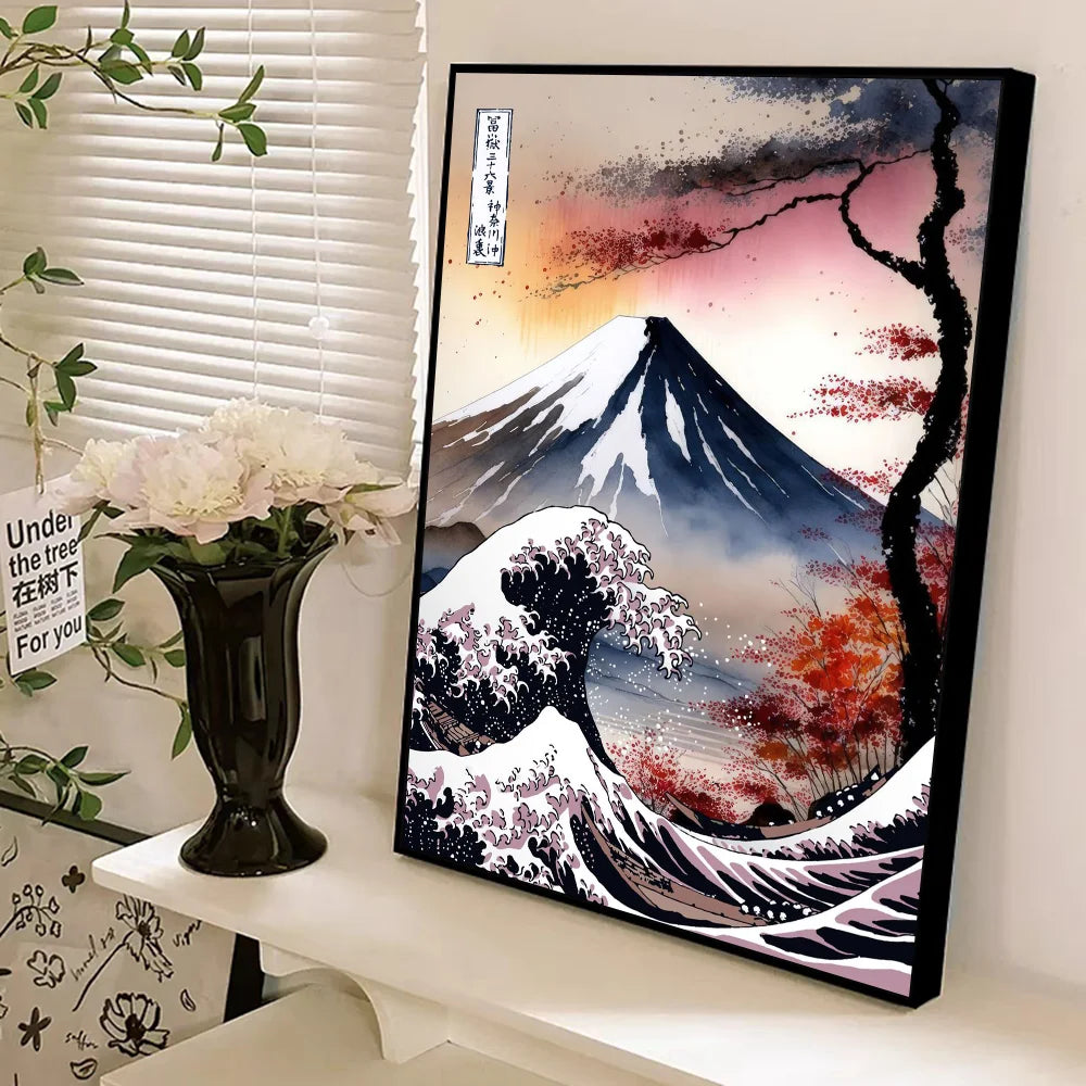 Tableau Japonais Fuji Yama et Vague