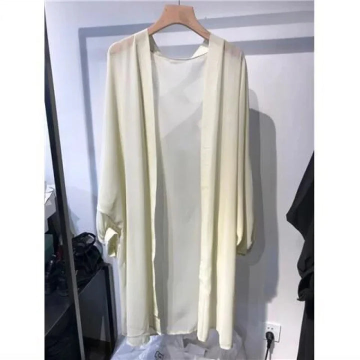 Veste Kimono Femme en Mousseline beige