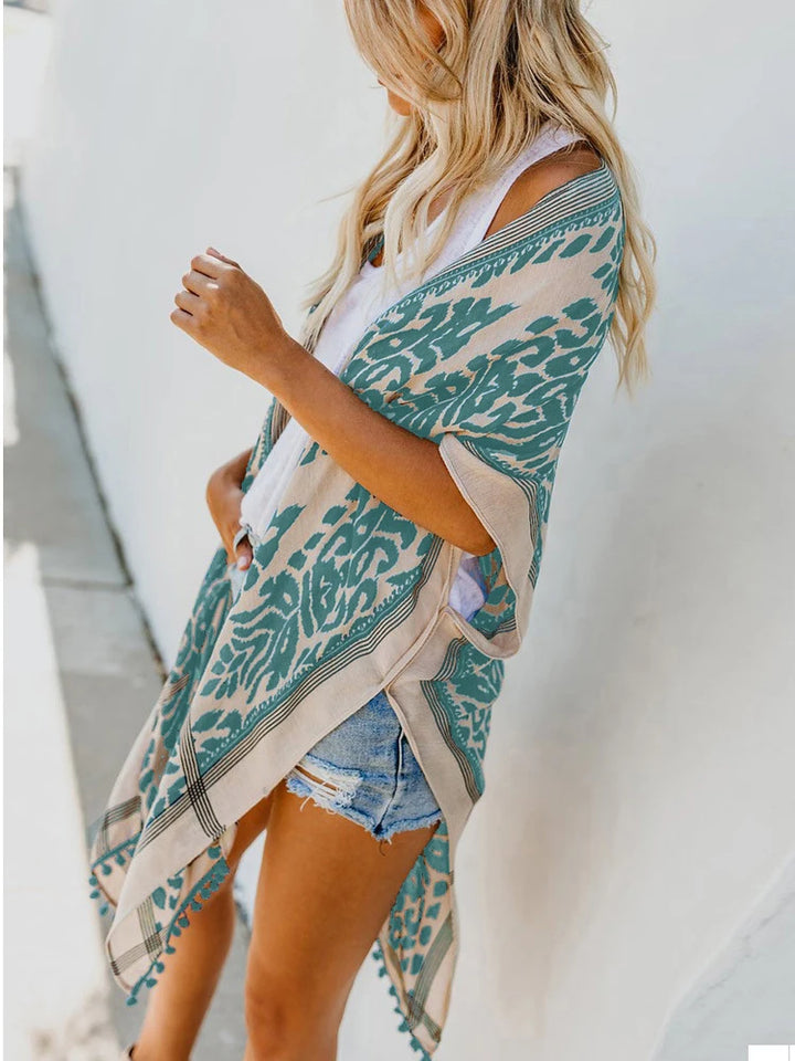 Kimono de Plage Décontracté Vert