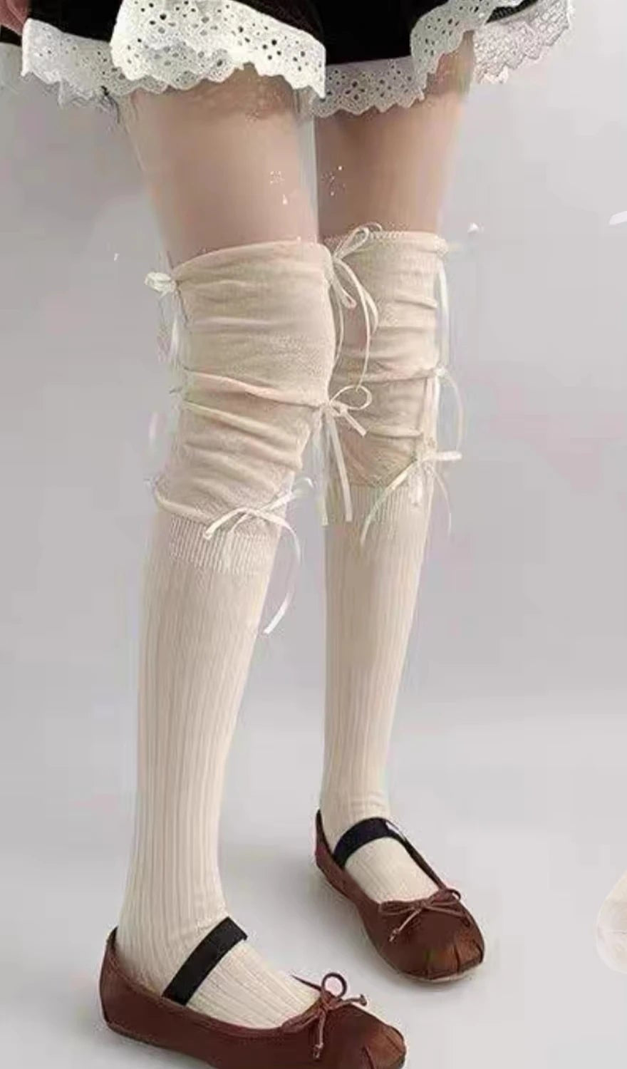 Chaussettes Japonaises à Noeuds Beige