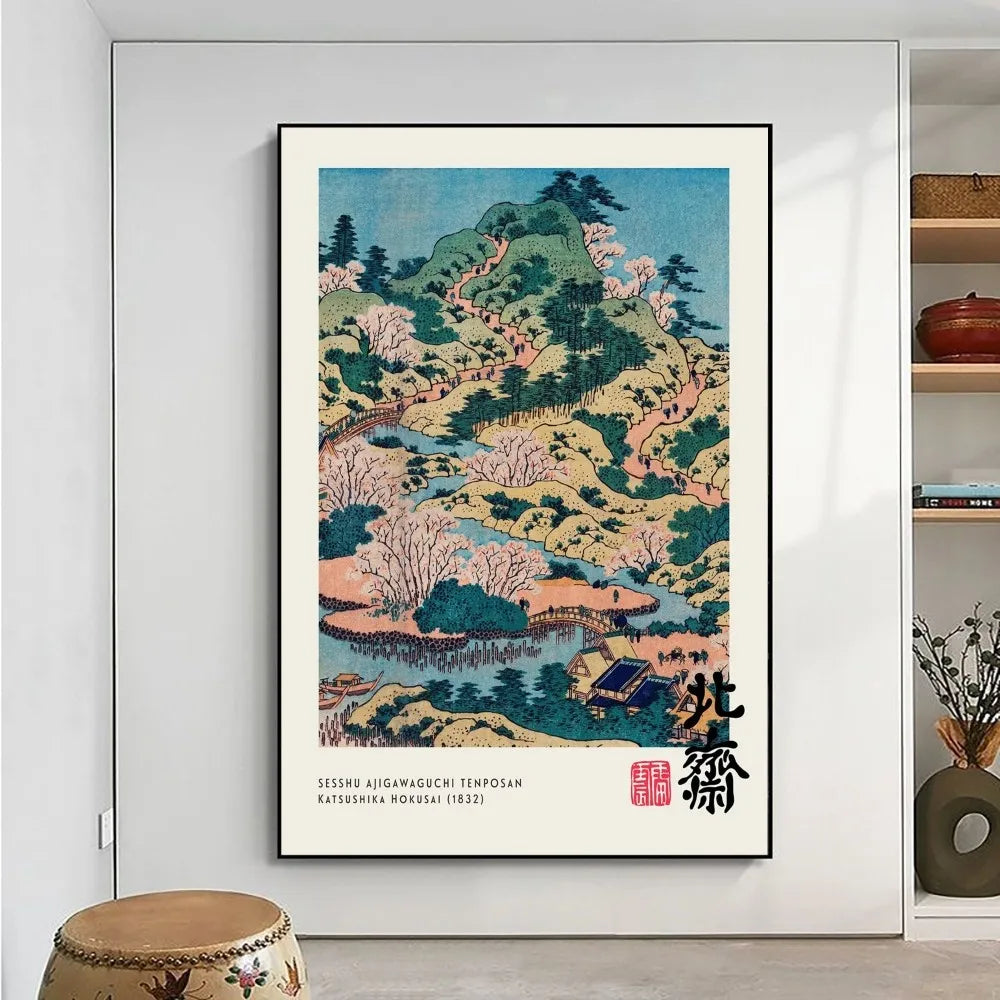 Tableau Japonais Paysage Sesshu Ajigawaguchi Tenposan
