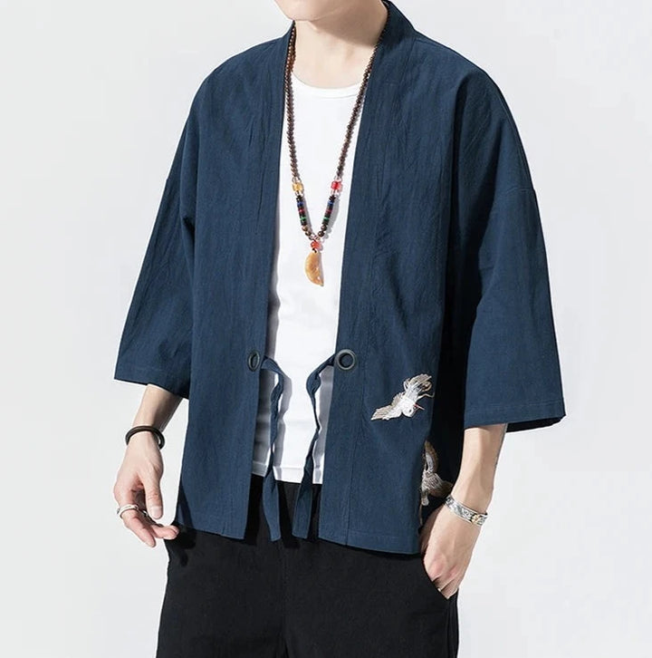Cardigan Kimono Homme Motifs Grues