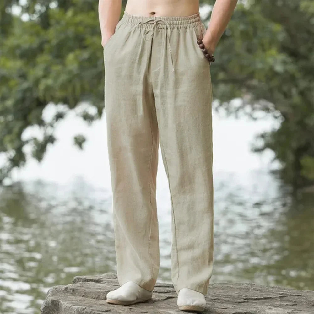 Pantalon Japonais d’Eté Léger en Lin Beige