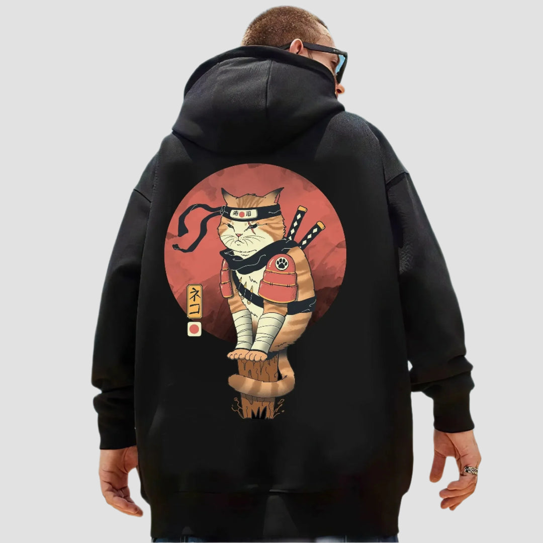 Sweat Japonais Chat Samourai