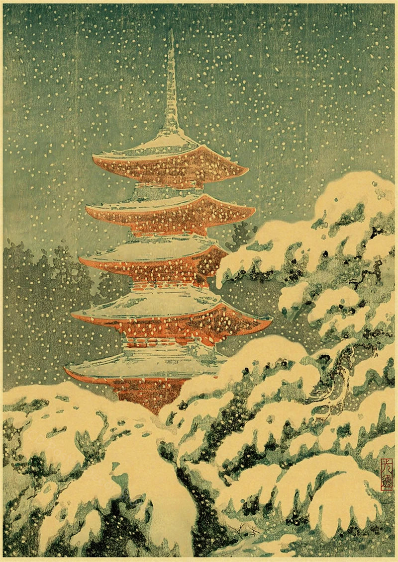 Affiche Japonaise Paysage Enneigé