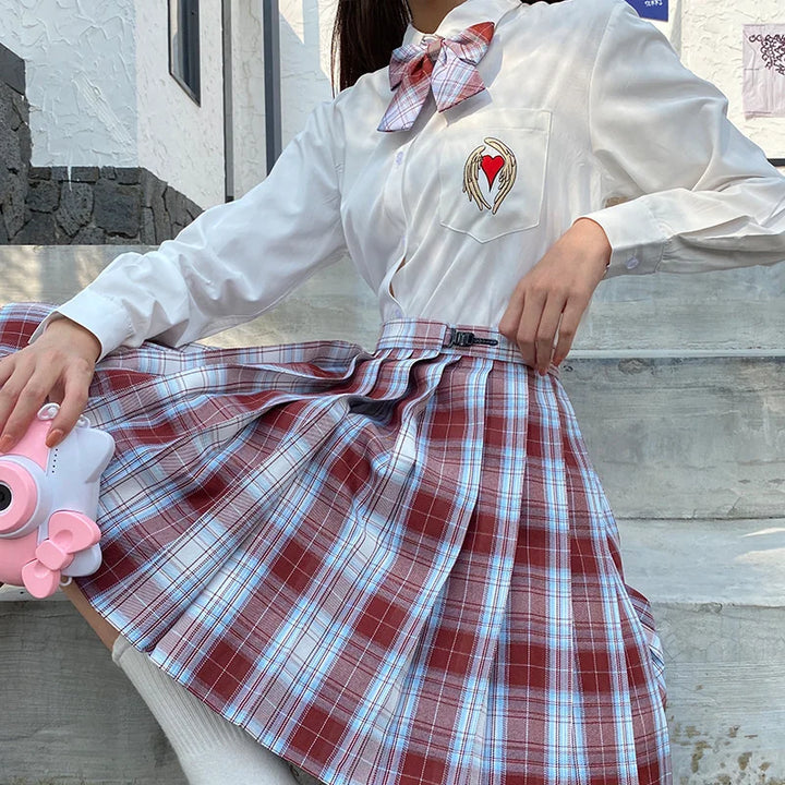 Mini jupe japonaise bleu et rouge