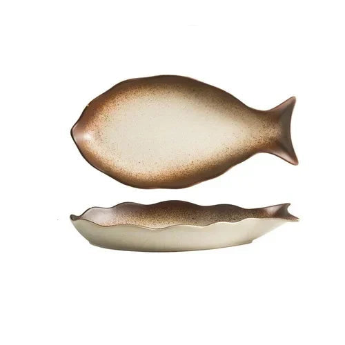 Assiette Japonaise À Forme Poisson Marron