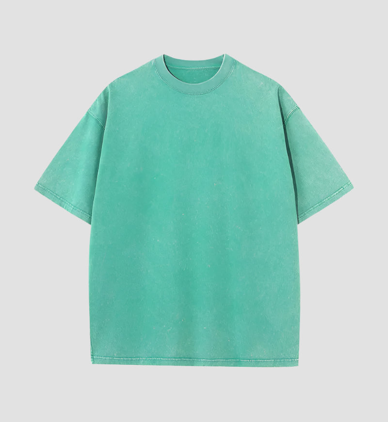 T-shirt Japonais Oversize Délavé Vert