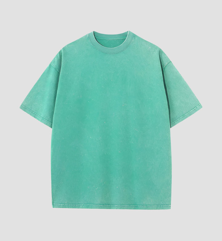 T-shirt Japonais Oversize Délavé Vert
