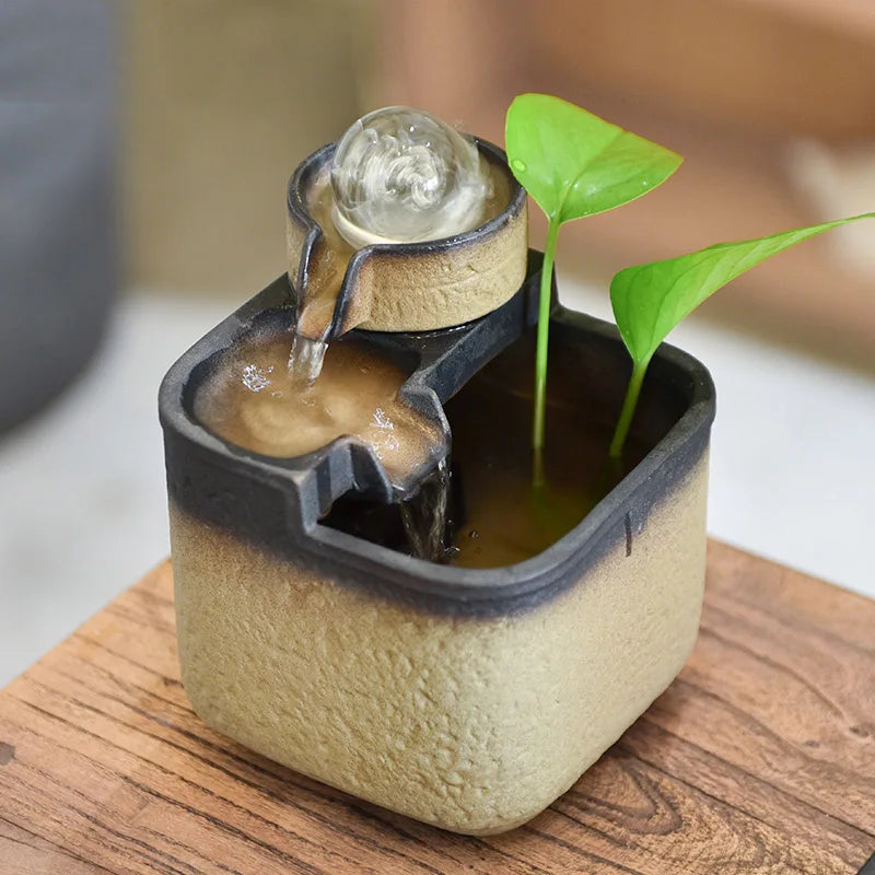 Mini Fontaine Japonaise à Eau Marron