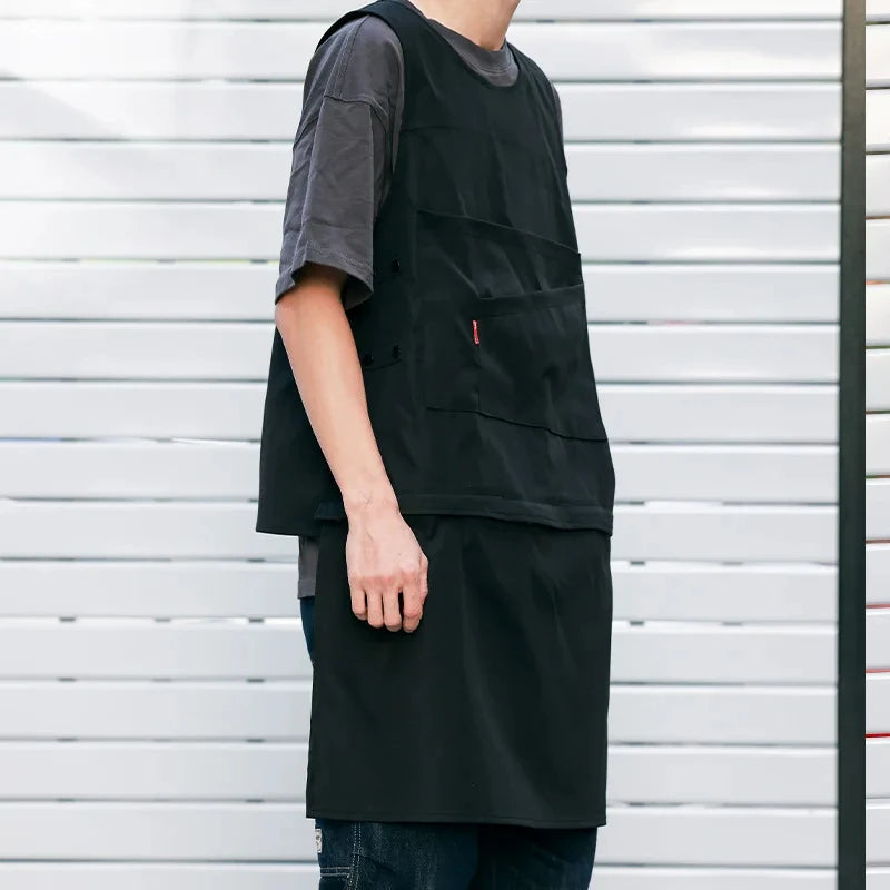 Tablier Japonais Gilet Long Homme Noir