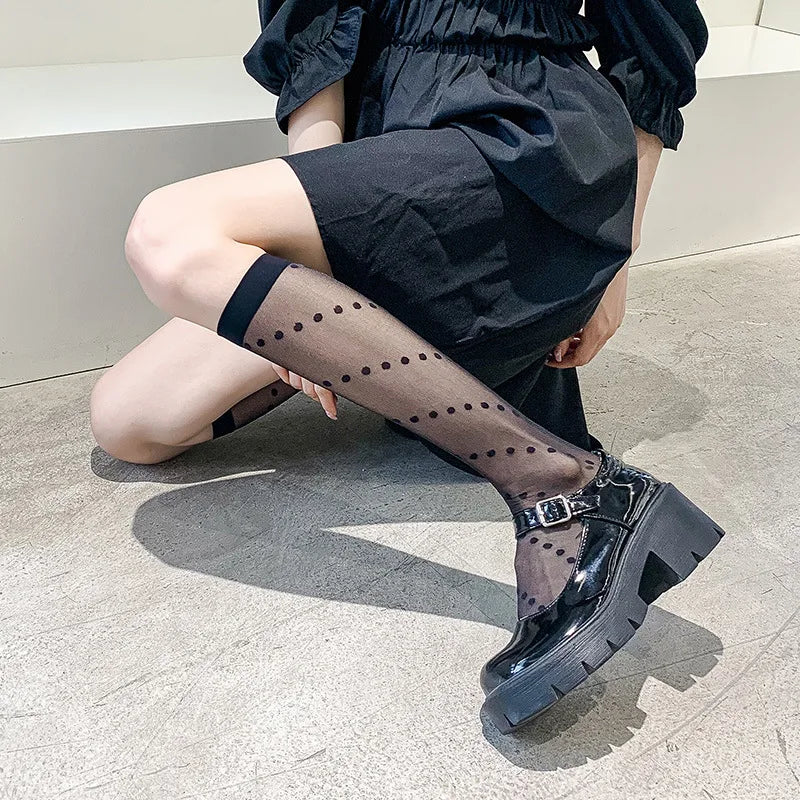 Chaussettes Japonaises Mignonnes Noir filé