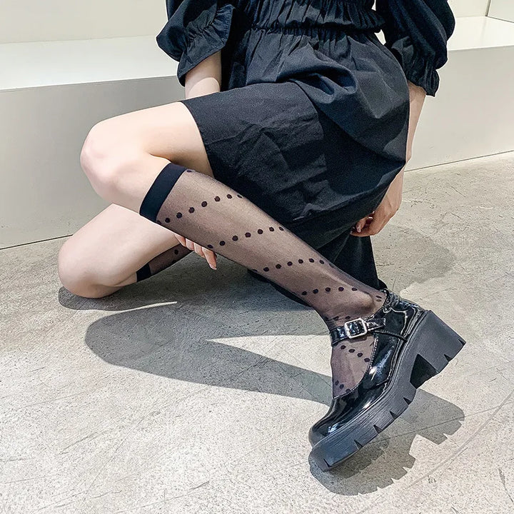 Chaussettes Japonaises Mignonnes Noir filé