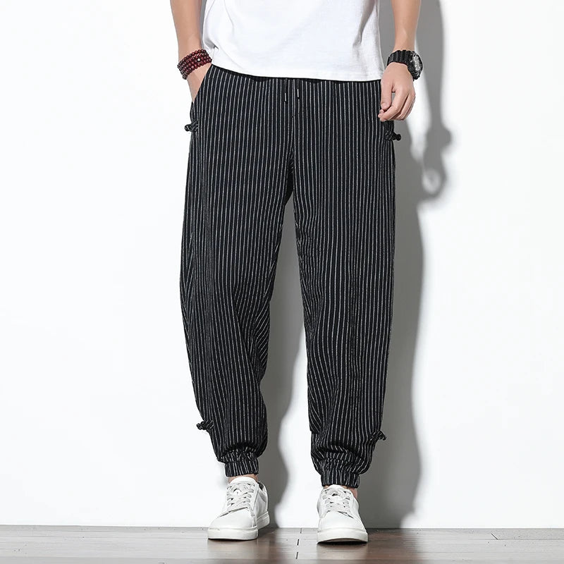 Pantalon Japonais en Lin Noir