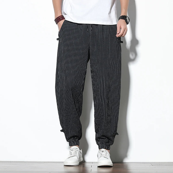 Pantalon Japonais en Lin Noir