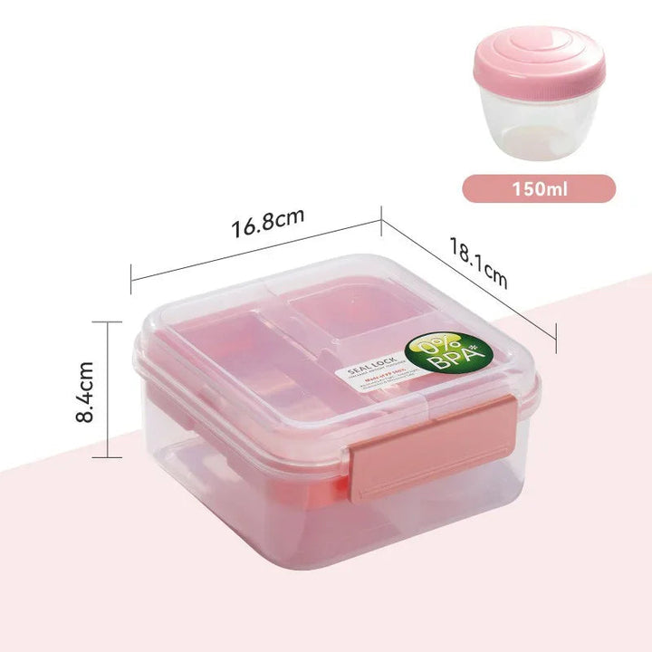 Boite Bento Carrée À Poignée Rose