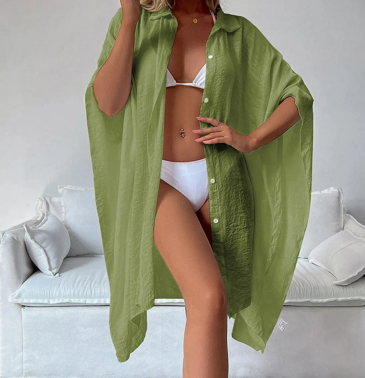 Kimono de Plage Uni Vert