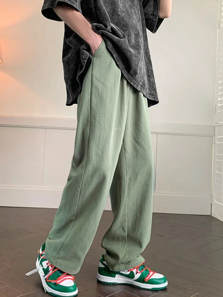 Pantalon Japonais à Jambes Larges Vert