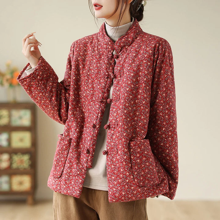 Veste Kimono à Fleurs pour Femme Rouge