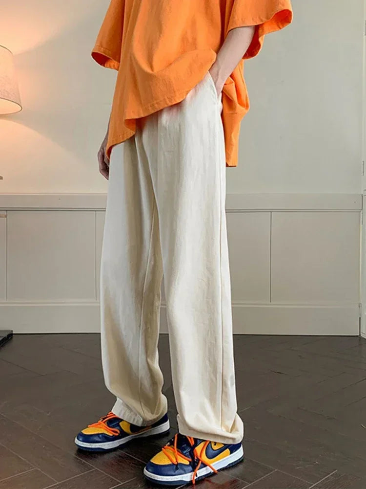 Pantalon Japonais à Jambes Larges Beige