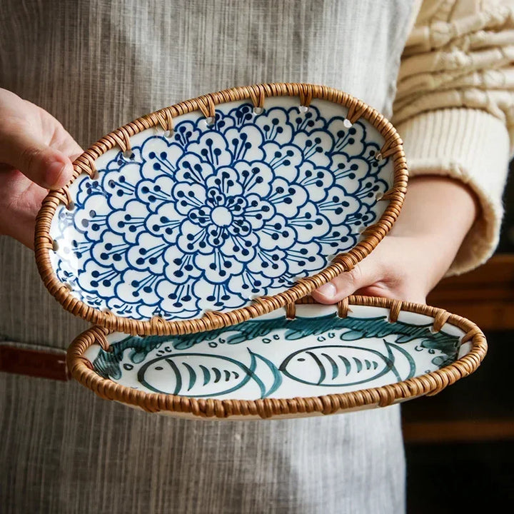 Assiette Japonaise Originale En Rotin