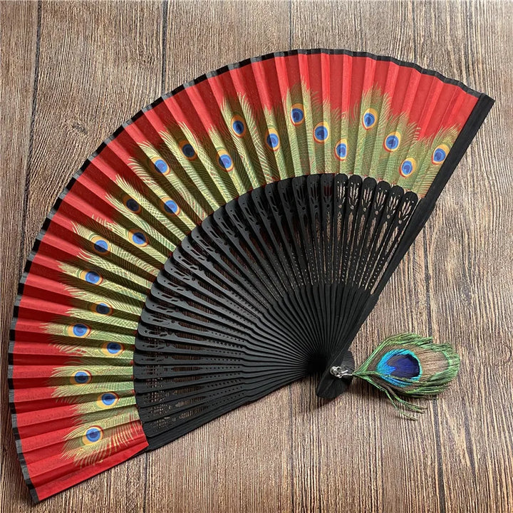 Éventail Japonais Paon Artistique