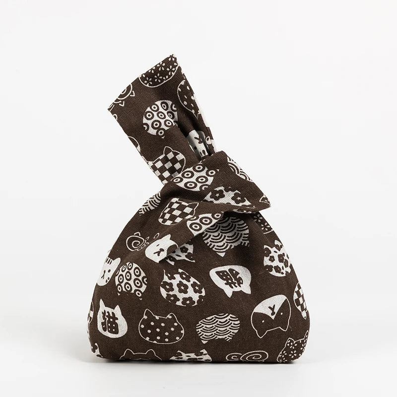 Sac Tissu Japonais Furoshiki marron