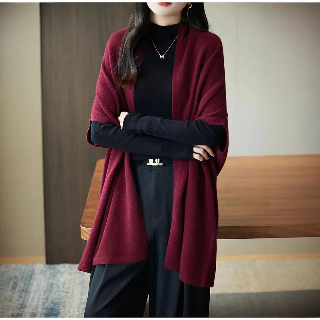 veste kimono femme en laine rouge