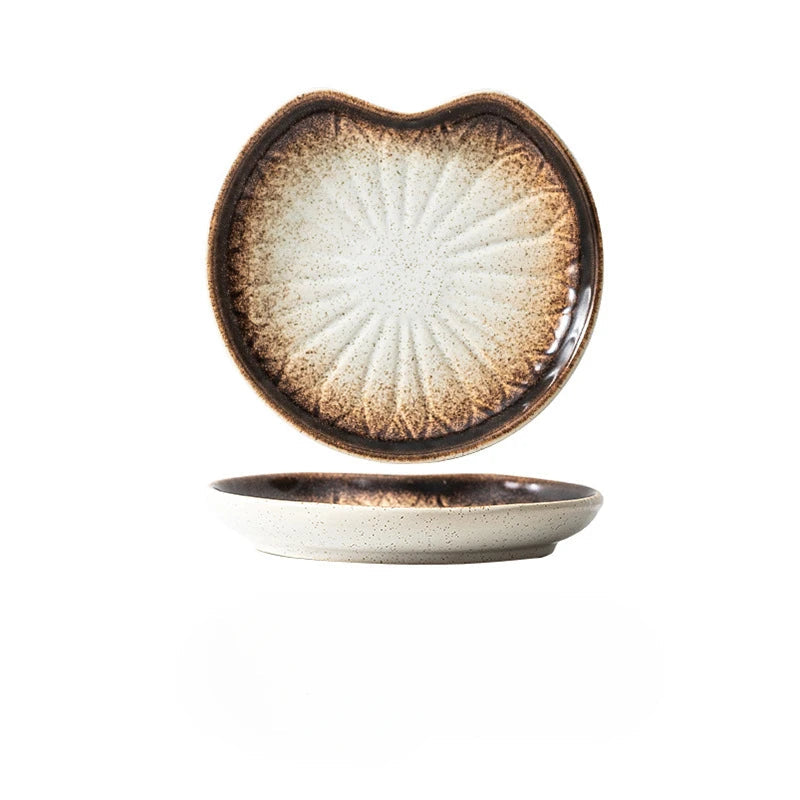 Assiette Japonaise Ronde Irrégulière Beige