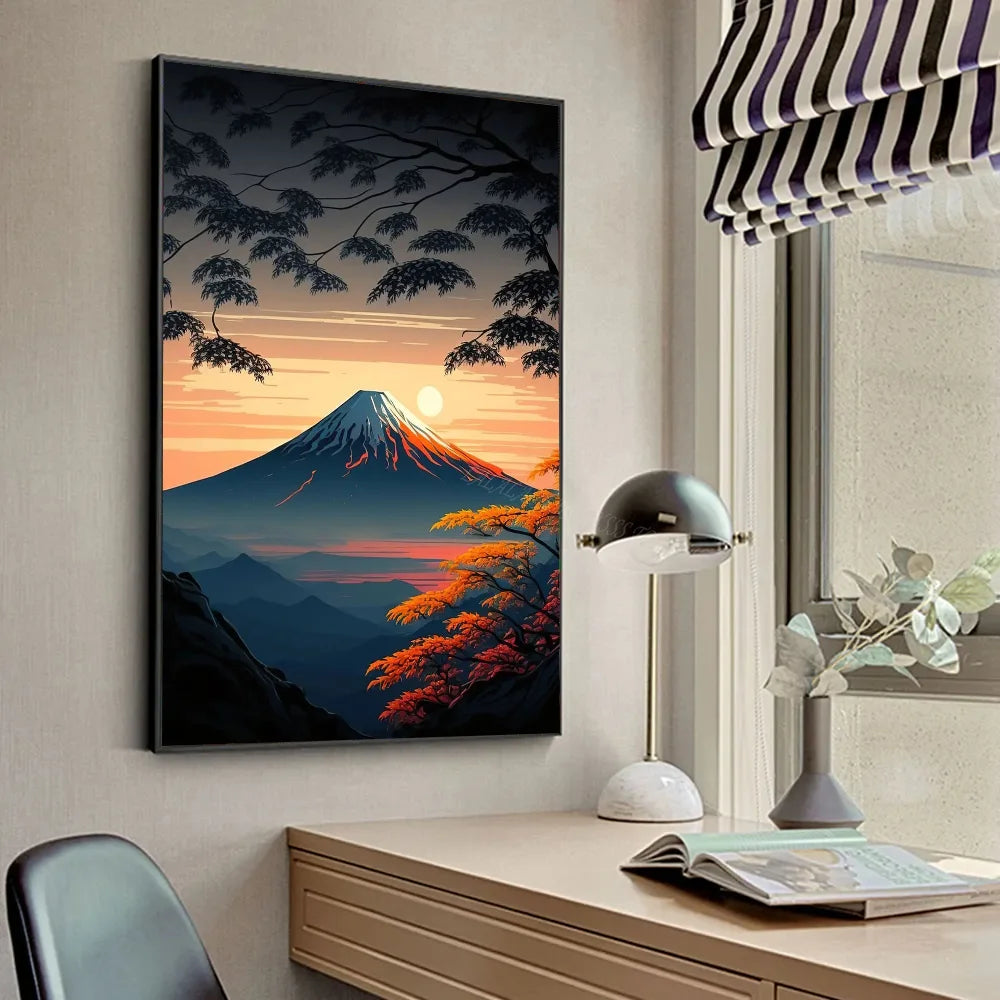 Tableau Japonais Mont Fuji et Couché du Soleil