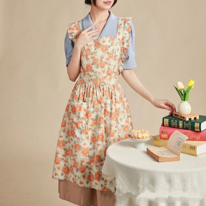 Tablier Japonais Motif Floral Rose