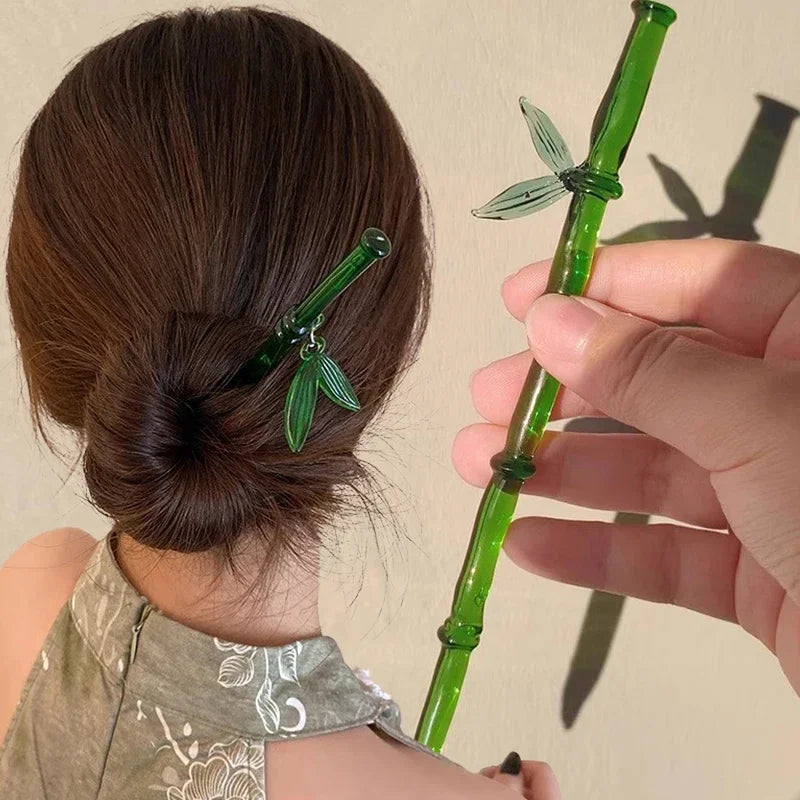 Japanese bamboo glass hairpin
