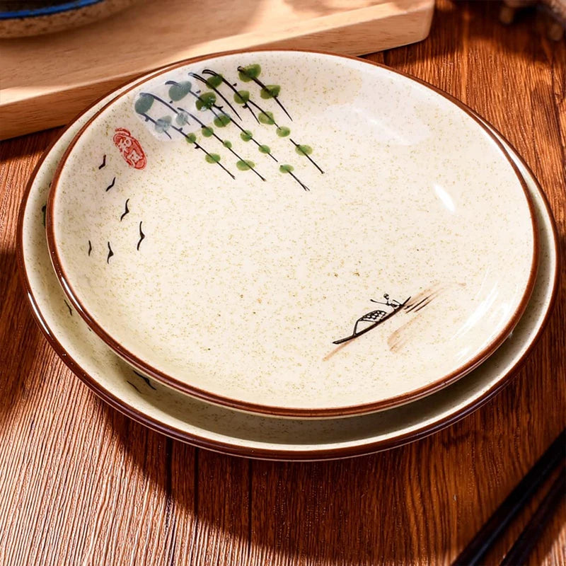 Assiette Japonaise Peinte à la Main algues