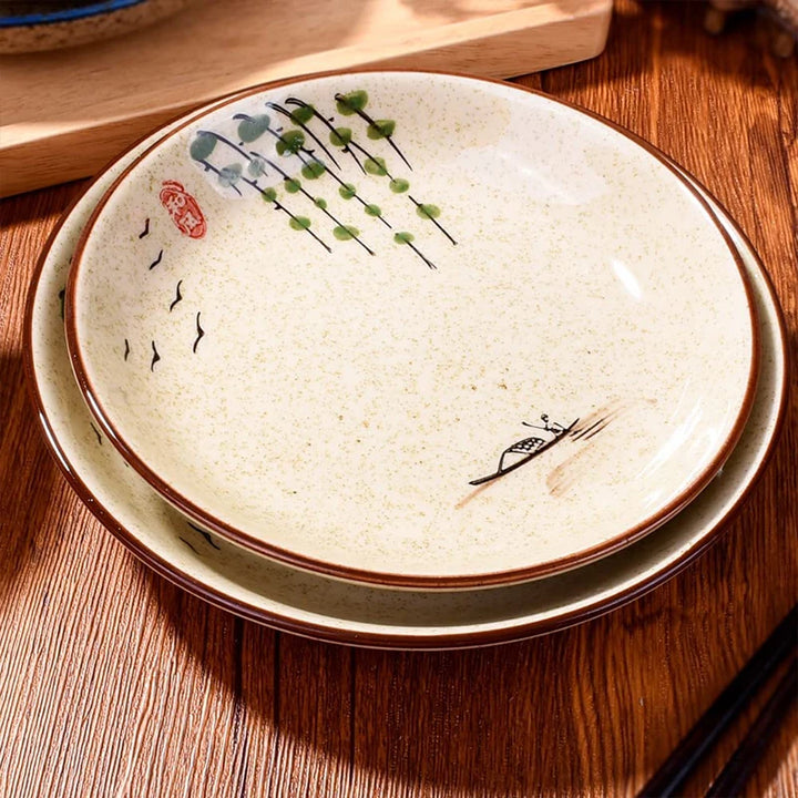 Assiette Japonaise Peinte à la Main algues