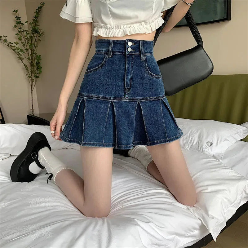 Jupe en jean japonaise plissée