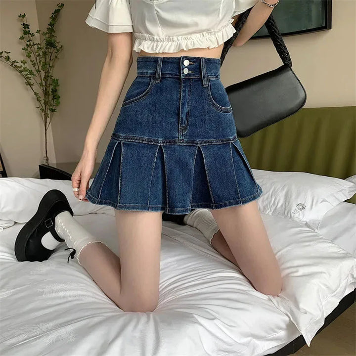Jupe en jean japonaise plissée