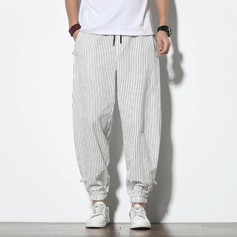 Pantalon Japonais en Lin Blanc