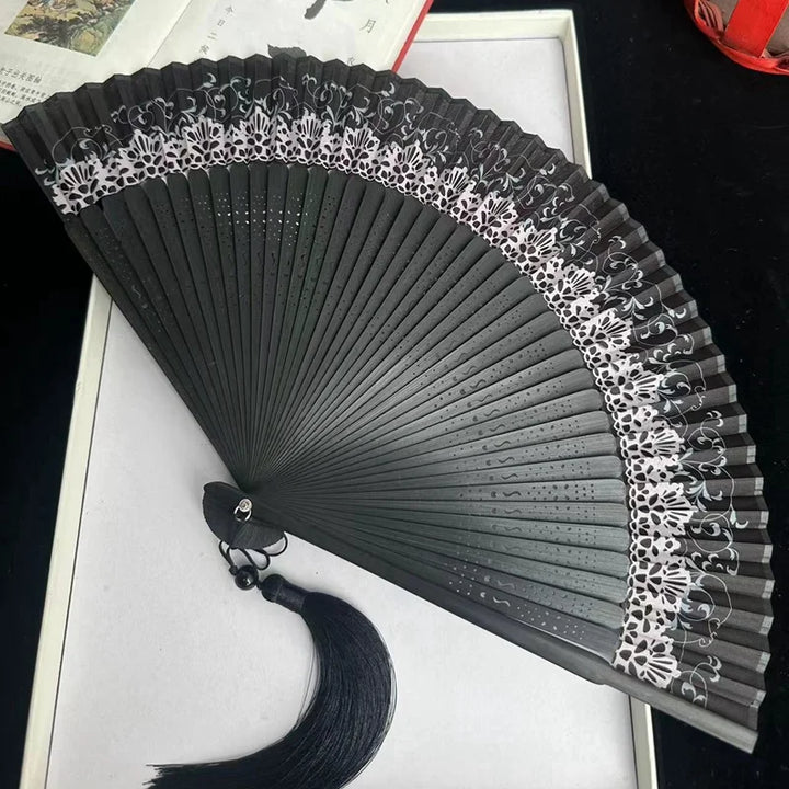 Éventail japonais bambou noir