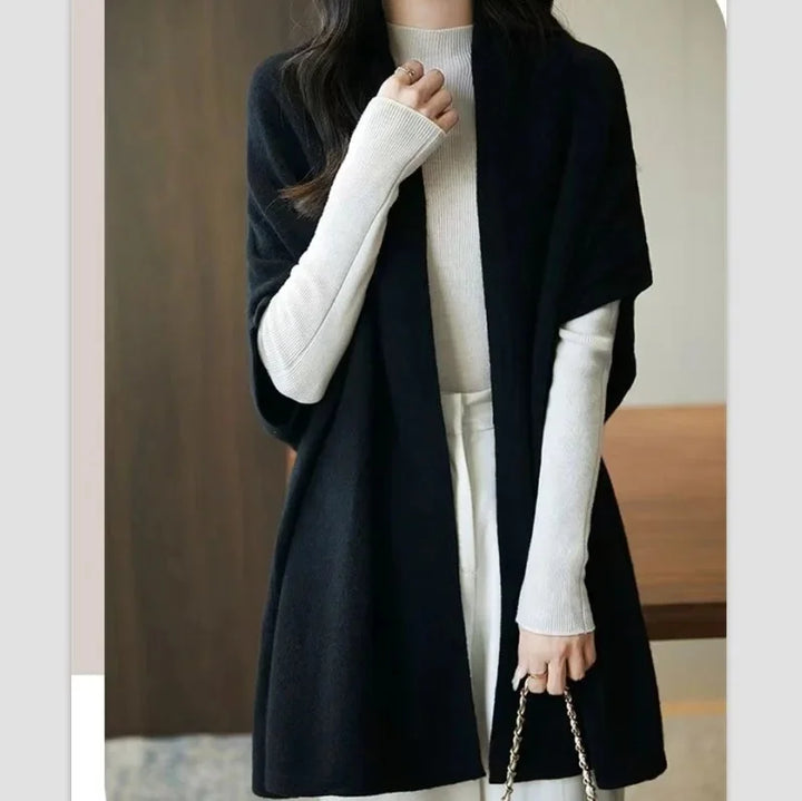 veste kimono femme en laine noir