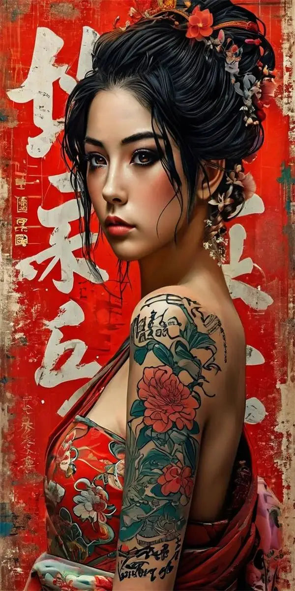 Affiche Japonaise Vintage Femme Tressée