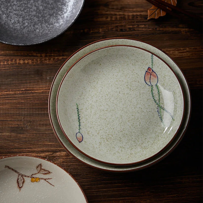 Assiette Japonaise Peinte à la Main beige