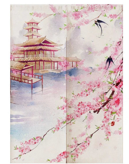Rideau Japonais Brodé paysage