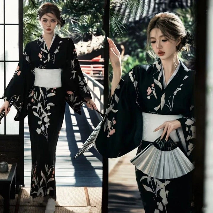 Kimono Japonais Femme Noir Vintage