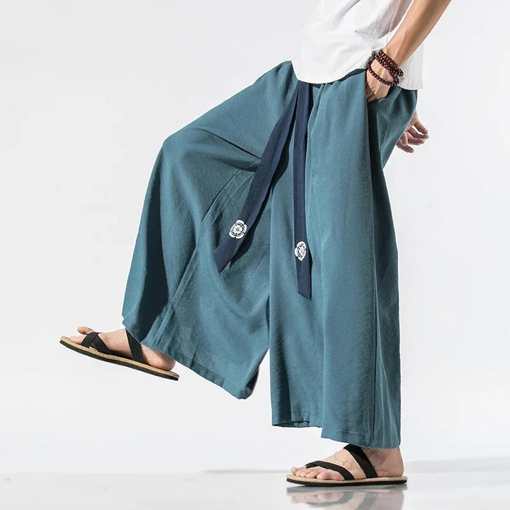 Pantalon Kimono Japonais Bleu