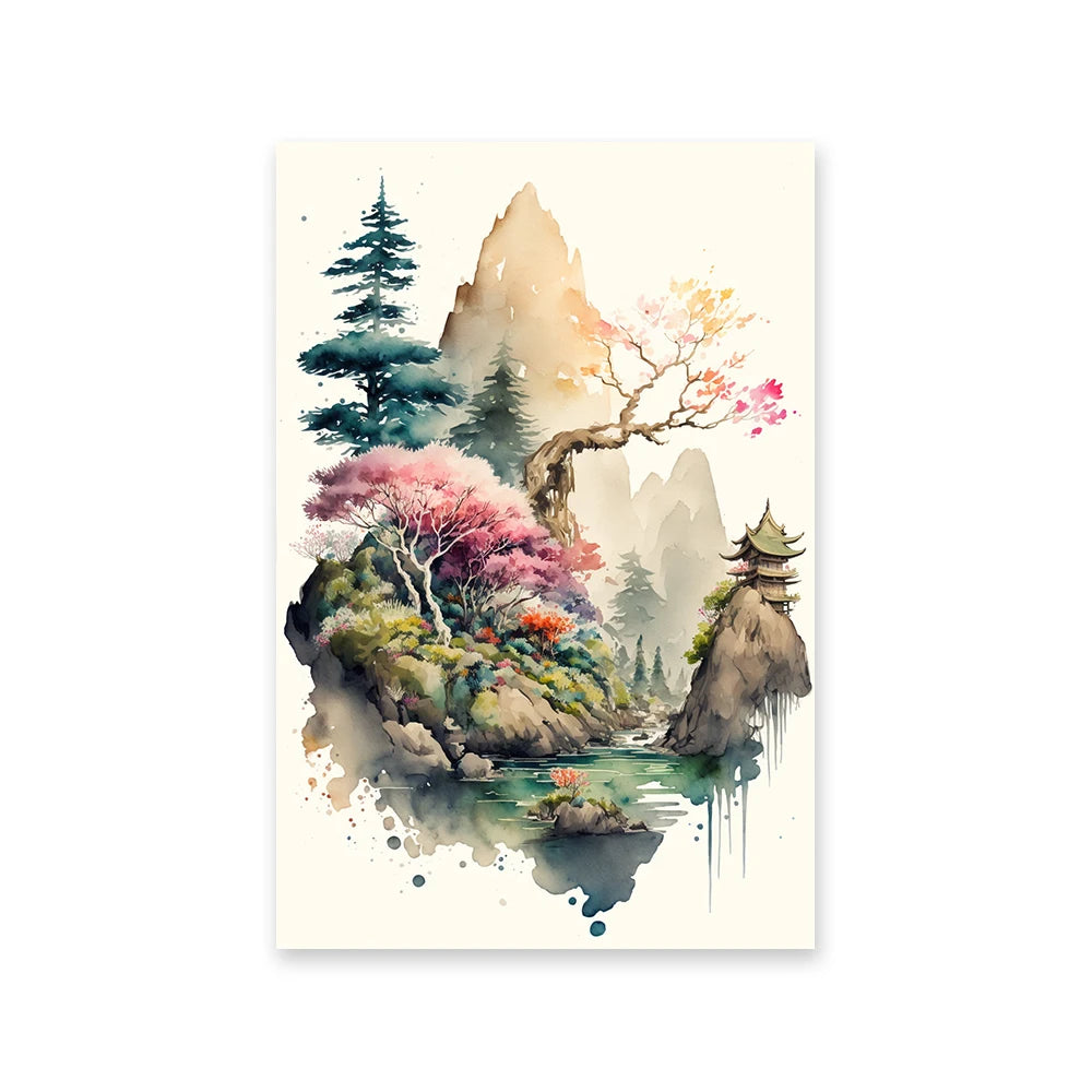 Tableau de paysage style japon