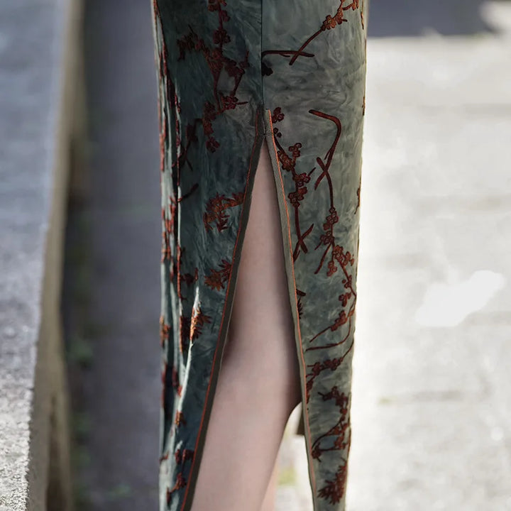 Robe Japonaise En Velours à Double Fente