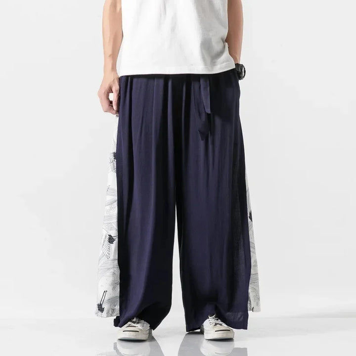 Pantalon Japonais Ample Bleu Foncé