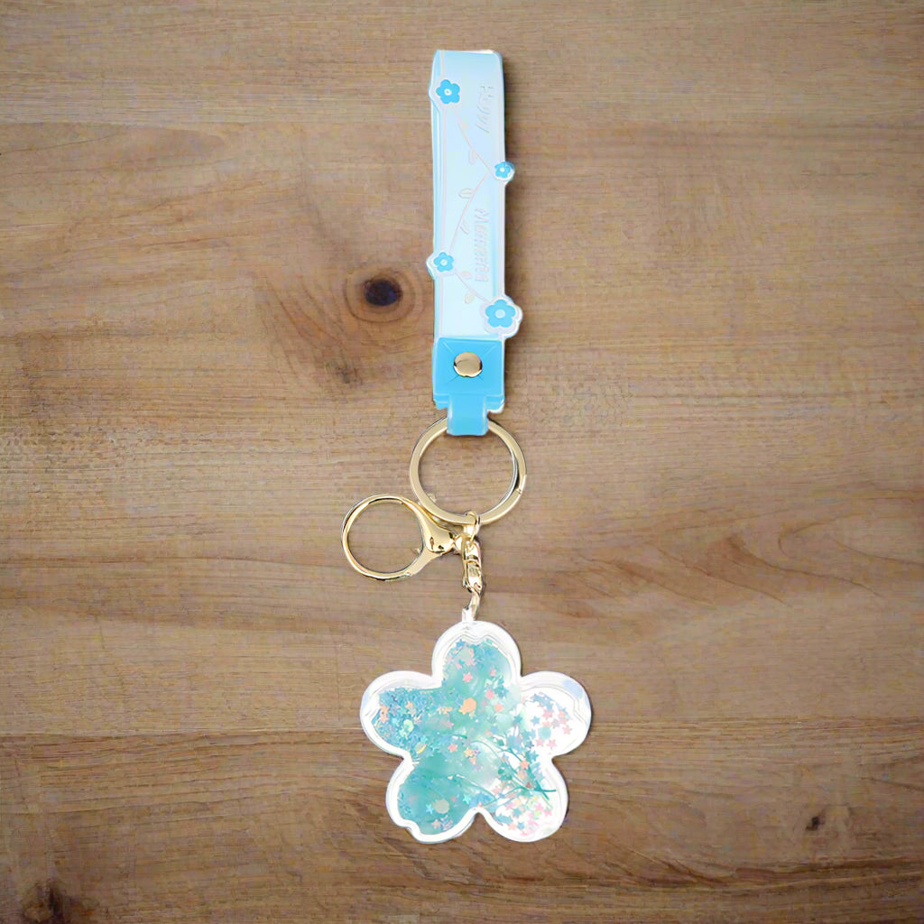 Porte-clef Japonais Acrylique Sakura Bleu