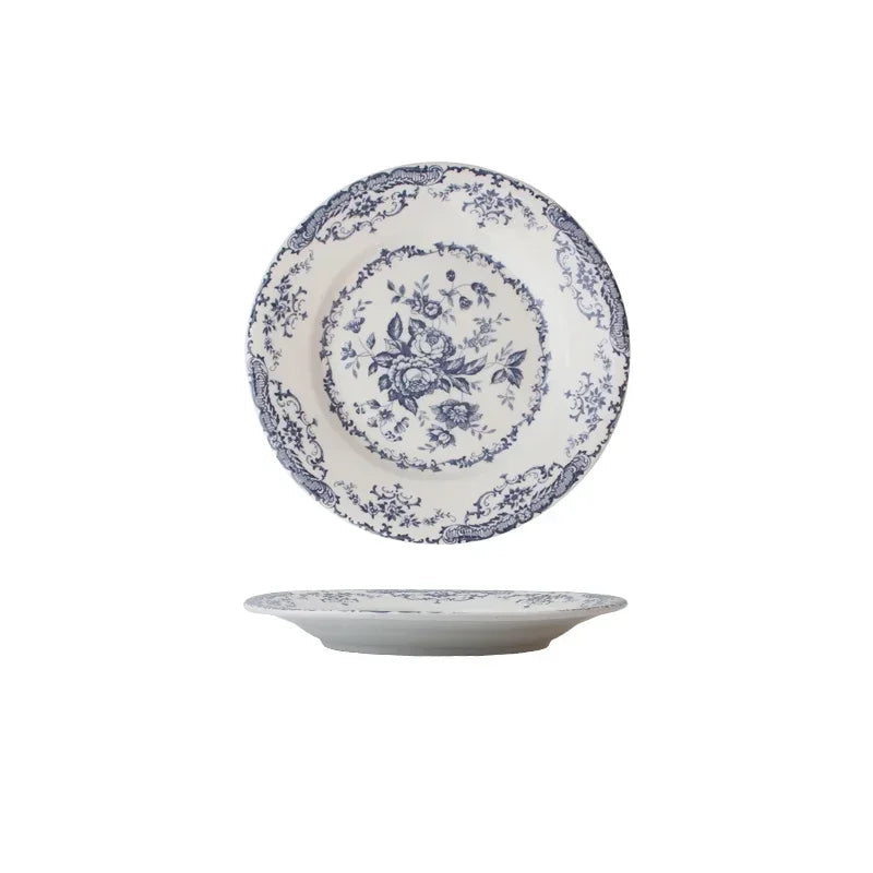 Assiette Japonaise Fleurie Bleue