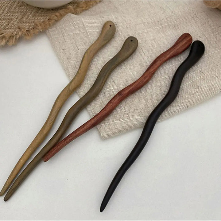 Bâton à cheveux japonais en bois vintage